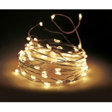 10 Λευκά Θερμά Λαμπάκια LED Copper Μπαταρίας (0.90 m)